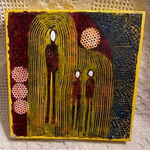 Mixed Media on Canvas “Let’s Go” By Artist Sue Robertson Signed 2007